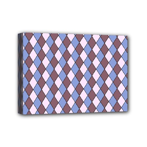 Allover Graphic Blue Brown Mini Canvas 7  X 5  (framed) by ImpressiveMoments