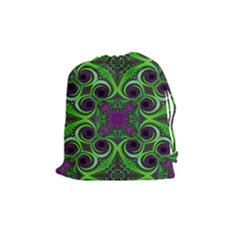 Purple Meets Green Drawstring Pouch (medium) by OCDesignss
