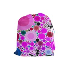 Bubble Gum Polkadot  Drawstring Pouch (large) by OCDesignss