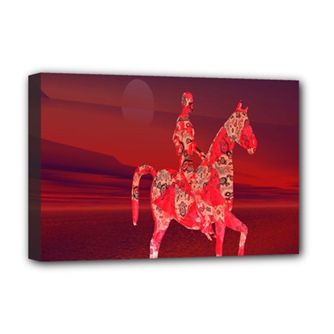 Riding At Dusk Deluxe Canvas 18  X 12  (framed) by icarusismartdesigns