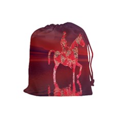 Riding At Dusk Drawstring Pouch (large) by icarusismartdesigns