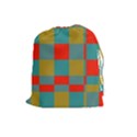 Squares in retro colors Drawstring Pouch (Large) View1