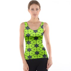 Blue Flowers Pattern Tank Top by LalyLauraFLM