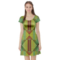 Tribal Shapes Short Sleeved Skater Dress by LalyLauraFLM