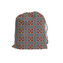 Squares Rectangles And Other Shapes Pattern Drawstring Pouch (large) by LalyLauraFLM