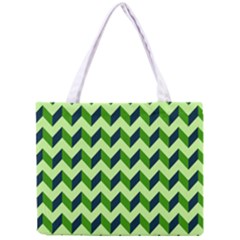 Green Modern Retro Chevron Patchwork Pattern Tiny Tote Bag by GardenOfOphir