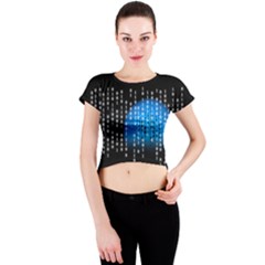 Binary Rain Crew Neck Crop Top by StuffOrSomething
