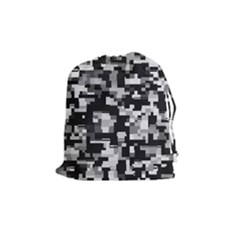Background Noise In Black & White Drawstring Pouch (medium) by StuffOrSomething