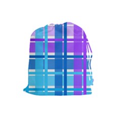 Blue & Purple Gingham Plaid Drawstring Pouch (large) by StuffOrSomething