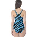 Bright Blue Tiger Bling Pattern  One Piece Swimsuit View2