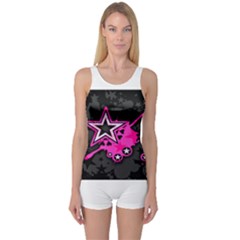 Pink Star Graphic One Piece Boyleg Swimsuit by ArtistRoseanneJones