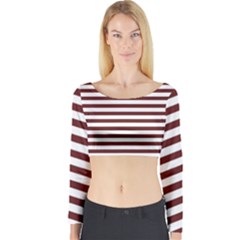 Marsala Stripes Long Sleeve Crop Top (tight Fit) by ElenaIndolfiStyle