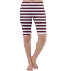 Marsala Stripes Cropped Leggings  by ElenaIndolfiStyle