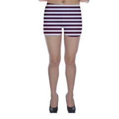 Marsala Stripes Skinny Shorts by ElenaIndolfiStyle