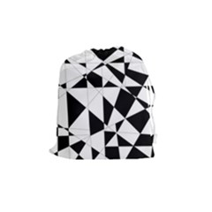 Shattered Life In Black & White Drawstring Pouch (medium) by StuffOrSomething