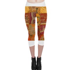 India Print Realism Fabric Art Capri Leggings by TheWowFactor