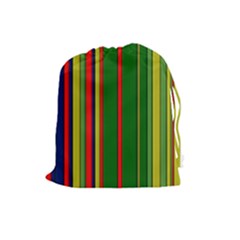 Hot Stripes Grenn Blue Drawstring Pouches (large)  by ImpressiveMoments