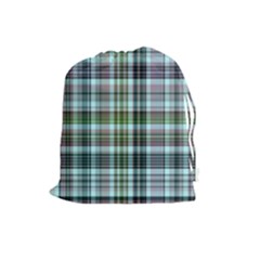 Plaid Ocean Drawstring Pouches (large)  by ImpressiveMoments