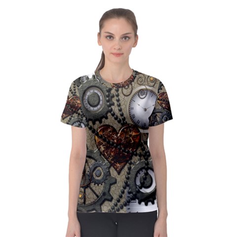 Steampunk With Heart Women s Sport Mesh Tees by FantasyWorld7