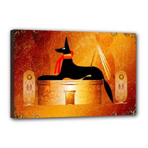 Anubis, Ancient Egyptian God Of The Dead Rituals  Canvas 18  X 12  by FantasyWorld7