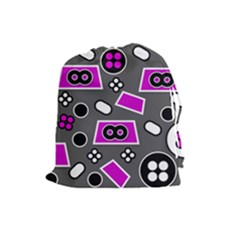 Grey Pink Abstract  Drawstring Pouches (large)  by OCDesignss