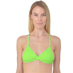 Lime Green And White Owl Pattern Reversible Tri Bikini Tops by GardenOfOphir