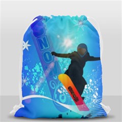 Snowboarding Drawstring Bag (small) by FantasyWorld7