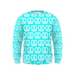 Aqua Pretzel Illustrations Pattern Boys  Sweatshirts by GardenOfOphir