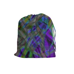 Colorful Abstract Stained Glass G301 Drawstring Pouches (large)  by MedusArt