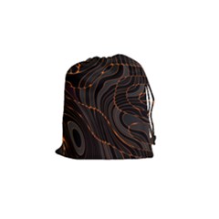 Retro Abstract Orange Black Drawstring Pouches (small)  by ImpressiveMoments