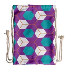 Cubes In Honeycomb Pattern Large Drawstring Bag by LalyLauraFLM