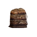 DARK STAINED WOOD WALL Drawstring Pouches (Medium)  View1