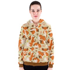 Curious Maple Fox Women s Zipper Hoodie by Ellador