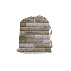 Light Brick Wall Drawstring Pouches (medium)  by trendistuff