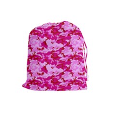 Camo Pink Drawstring Pouches (large)  by trendistuff