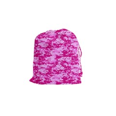 Camo Digital Pink Drawstring Pouches (small)  by trendistuff