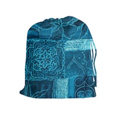 Blue Patchwork Drawstring Pouches (extra Large) by trendistuff