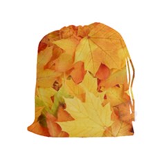 Yellow Maple Leaves Drawstring Pouches (extra Large) by trendistuff