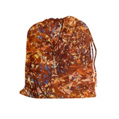 Orange Leaves Drawstring Pouches (extra Large) by trendistuff