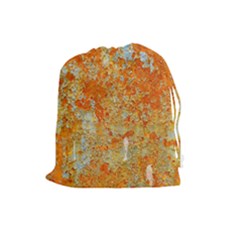Yellow Rusty Metal Drawstring Pouches (large)  by trendistuff