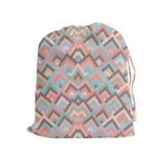 Trendy Chic Modern Chevron Pattern Drawstring Pouches (extra Large) by GardenOfOphir