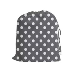 Gray Polka Dots Drawstring Pouches (extra Large) by GardenOfOphir