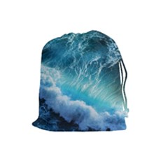 Storm Waves Drawstring Pouches (large)  by trendistuff