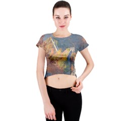 Great Wall Of China 1 Crew Neck Crop Top by trendistuff