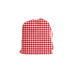Red And White Scallop Repeat Pattern Drawstring Pouches (small)  by PaperandFrill