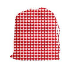 Red And White Scallop Repeat Pattern Drawstring Pouches (xxl) by PaperandFrill