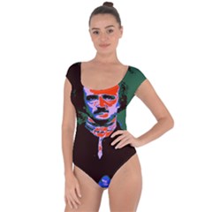 Edgar Allan Poe Pop Art  Short Sleeve Leotard (ladies) by icarusismartdesigns