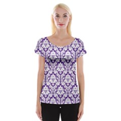 Royal Purple Damask Pattern Women s Cap Sleeve Top by Zandiepants