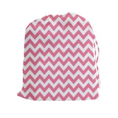 Pink And White Zigzag Drawstring Pouches (xxl) by Zandiepants