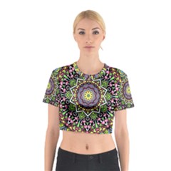 Psychedelic Leaves Mandala Cotton Crop Top by Zandiepants